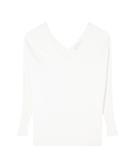 Lison Double V-Neck Sweater (Ecru)