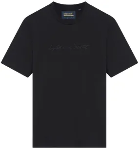 Lyle and Scott Mens Script Embroidery T Shirt Jet Black