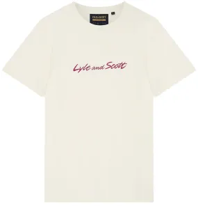 Lyle and Scott Mens Script Embroidery T Shirt Vanilla Ice Lovecraft