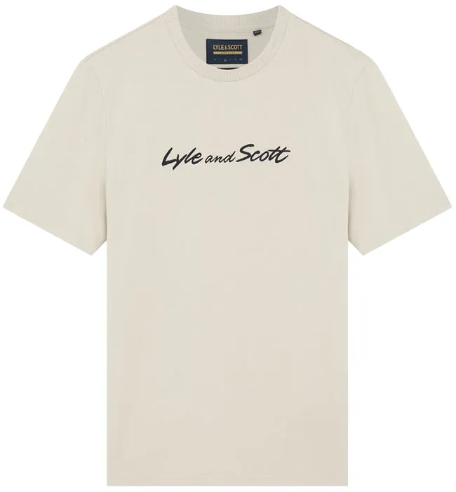 Lyle and Scott Mens Script Embroidery T Shirt Viaduct Dark Navy