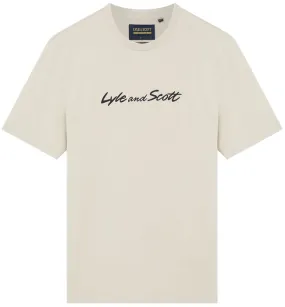 Lyle and Scott Mens Script Embroidery T Shirt Viaduct Dark Navy