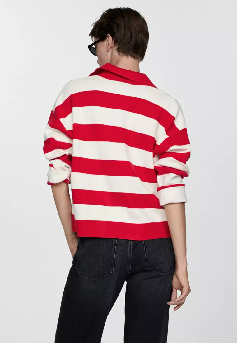 Mango Striped Polo-Neck Sweater