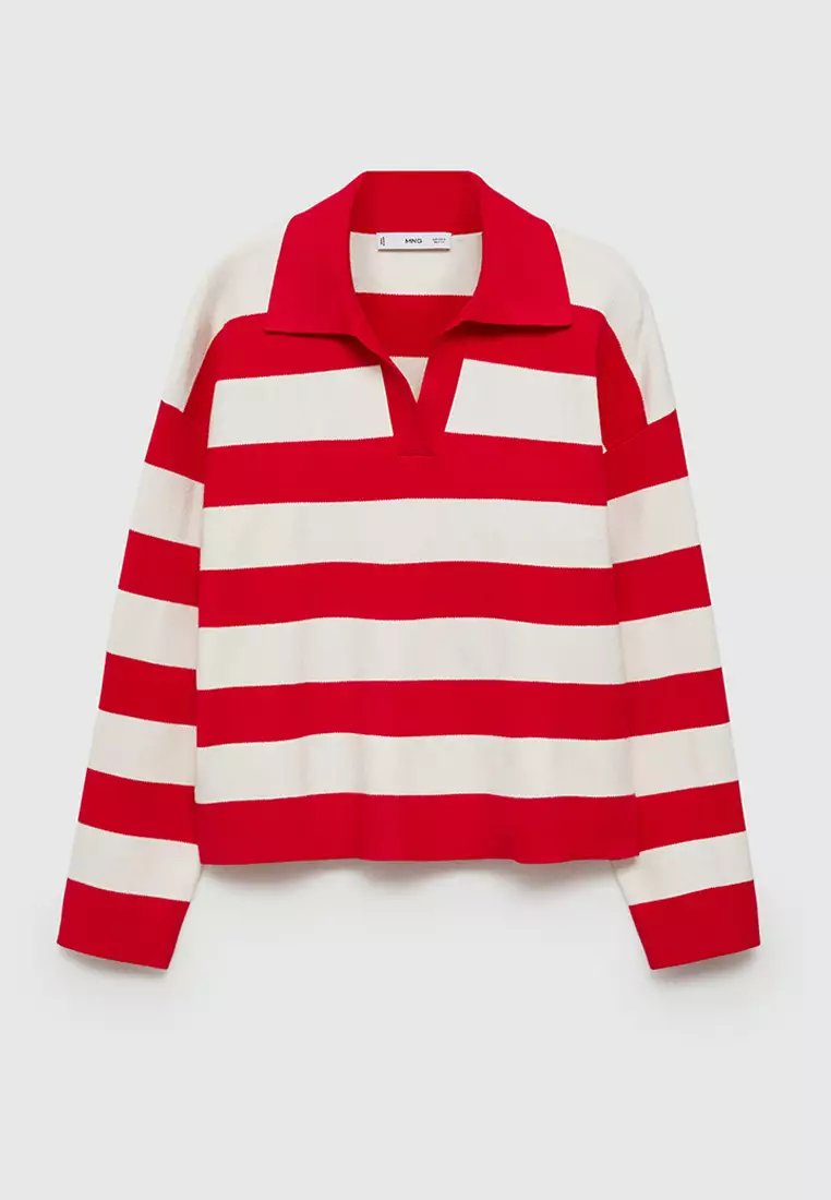 Mango Striped Polo-Neck Sweater