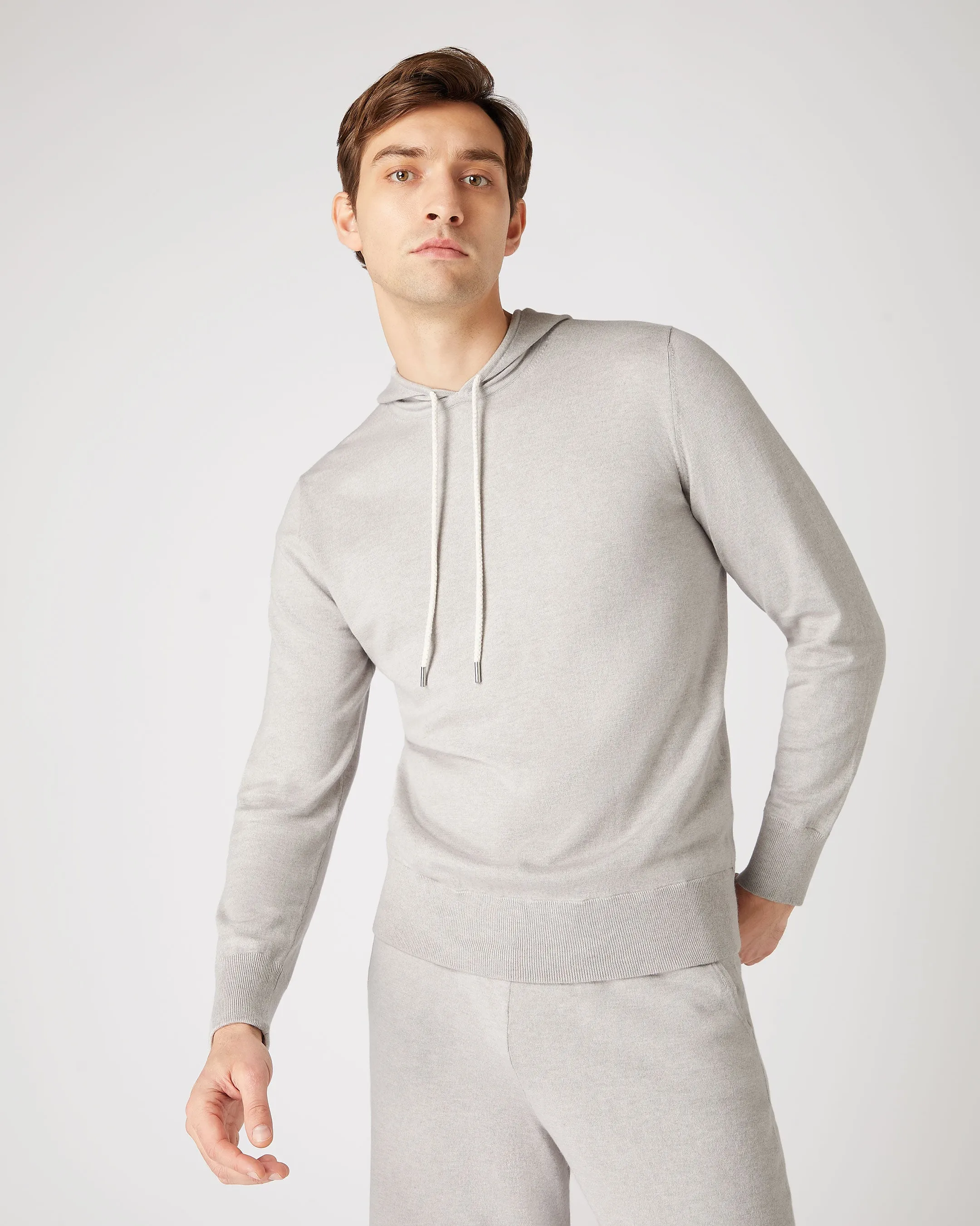 Men's Cotton Cashmere Silk Hoodie Fumo Grey