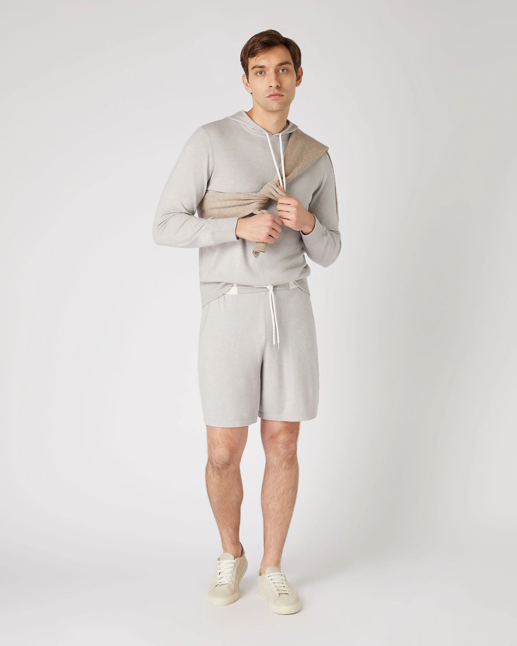 Men's Cotton Cashmere Silk Hoodie Fumo Grey