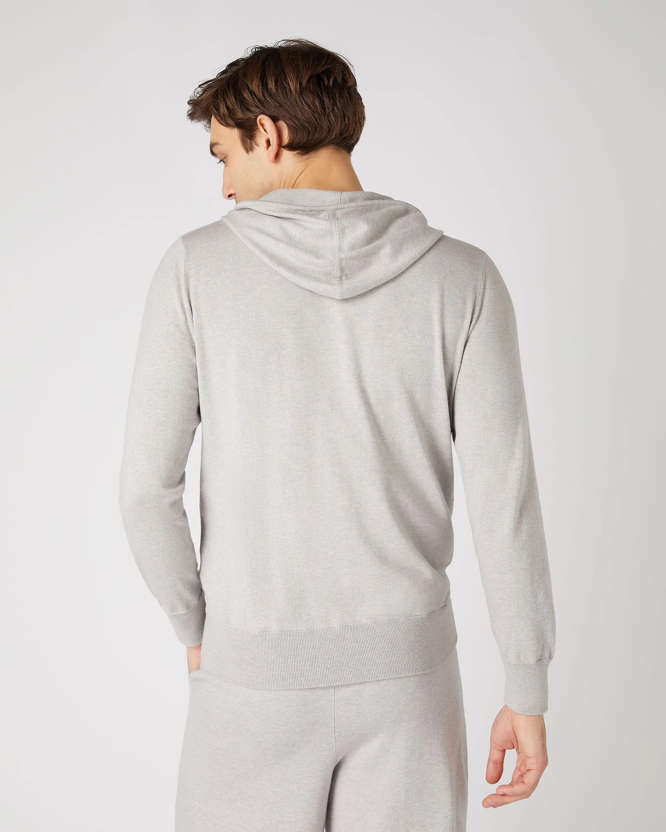 Men's Cotton Cashmere Silk Hoodie Fumo Grey