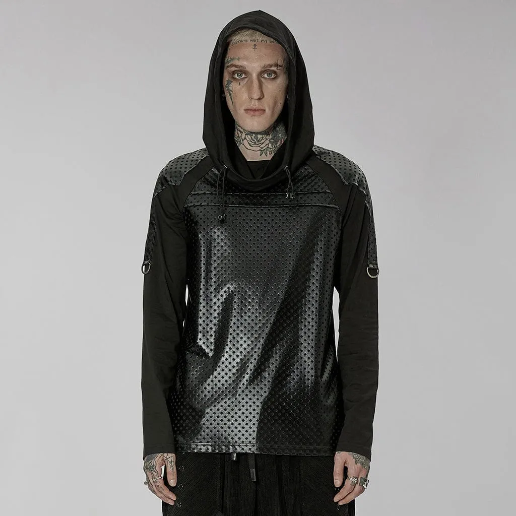 Men's Gothic Cutout Splice Drawstring Hoodies