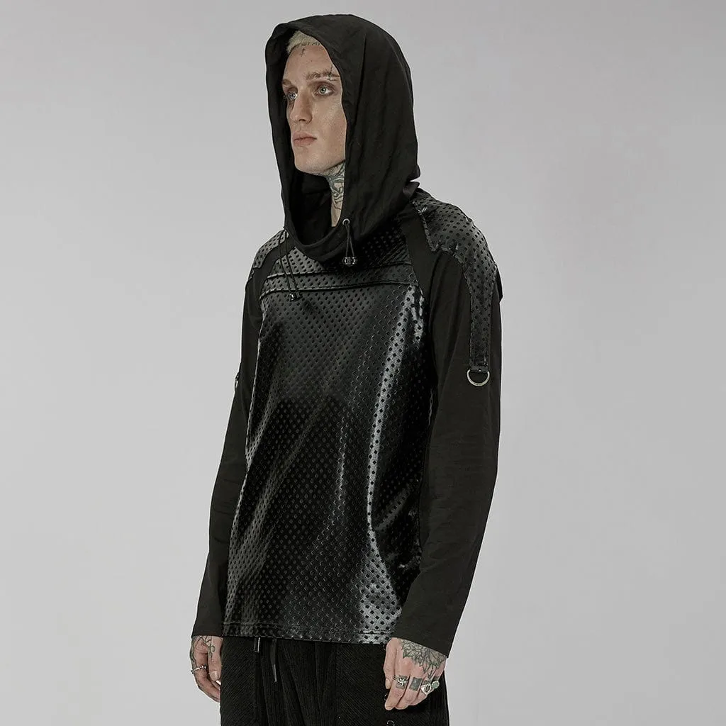 Men's Gothic Cutout Splice Drawstring Hoodies