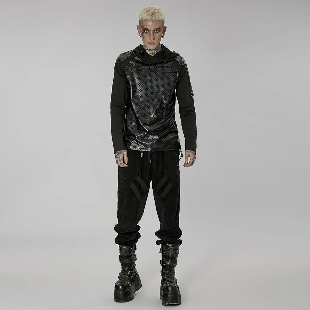 Men's Gothic Cutout Splice Drawstring Hoodies