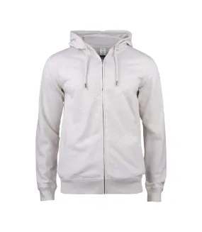 Mens premium organic cotton full zip hoodie natural melange Clique