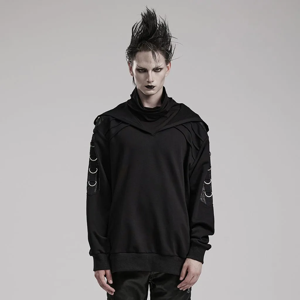 Men's Punk High Collar Loose Hoodies