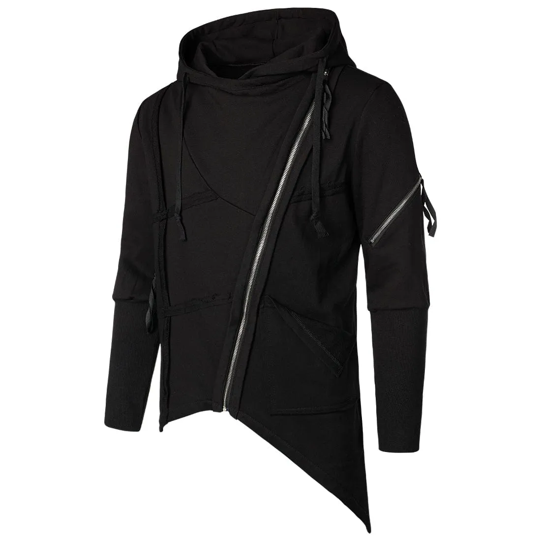 Men's Punk Irregular Splice Zipper Hoodies