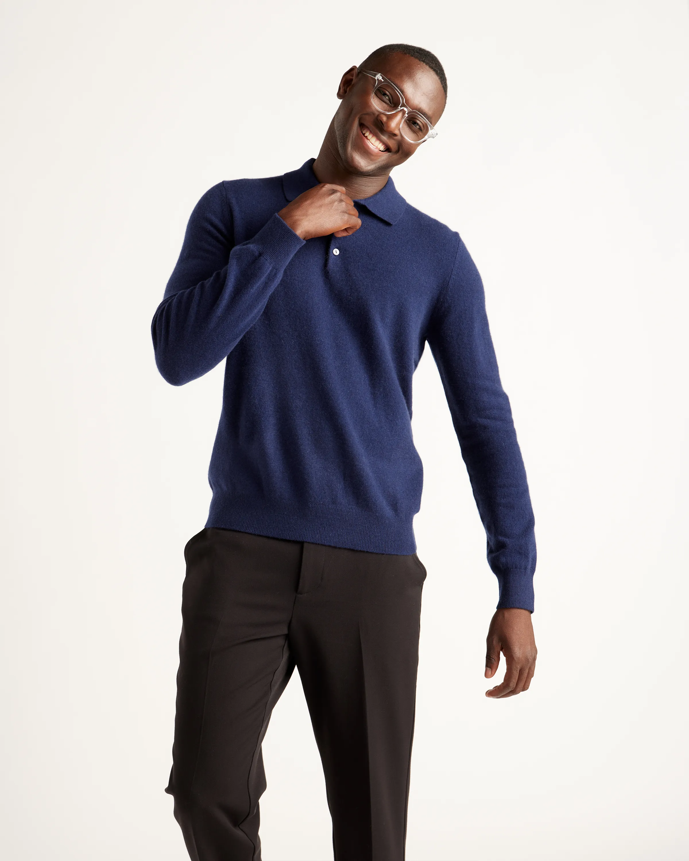 Mongolian Cashmere Polo Sweater