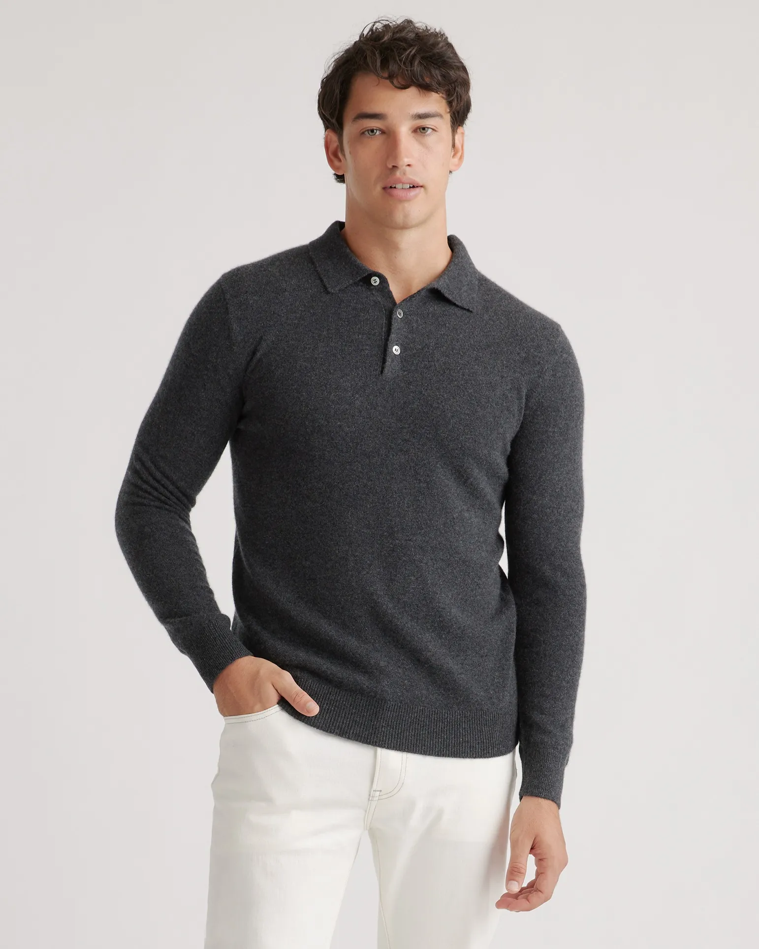 Mongolian Cashmere Polo Sweater