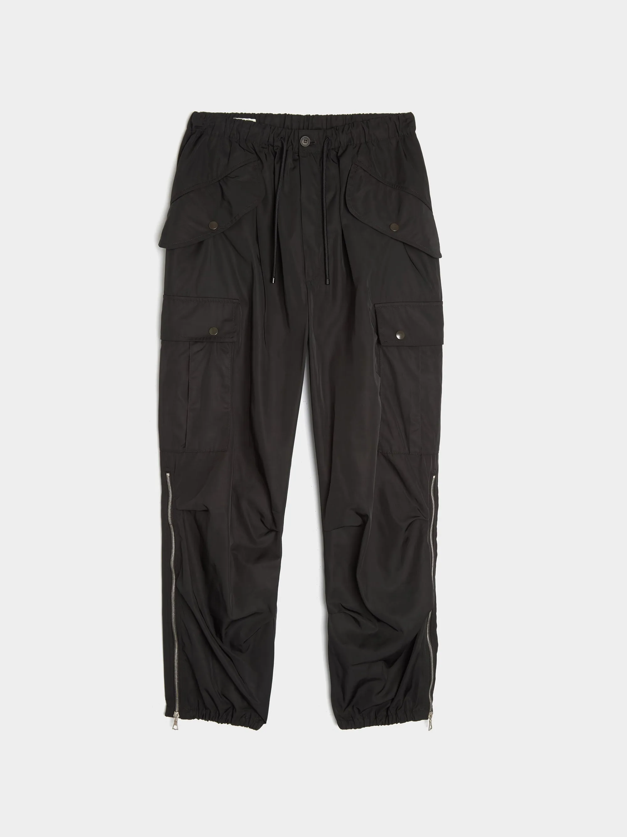 Multi Pockets Loose Fit Pants, Black