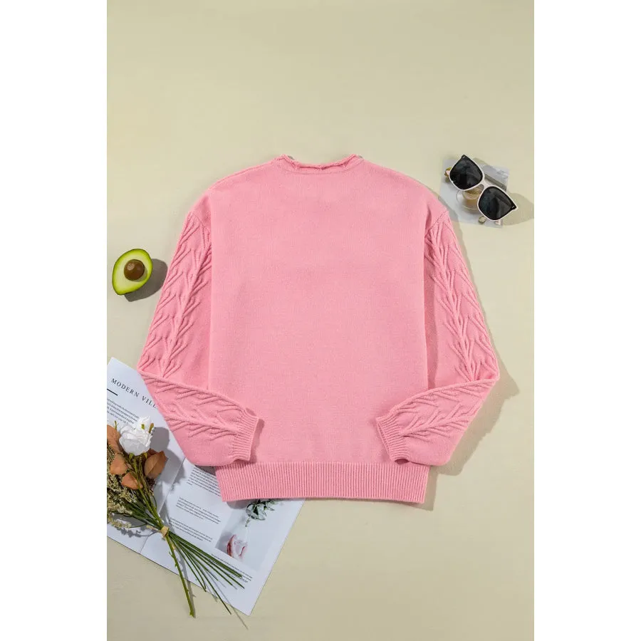 Notched Long Sleeve Sweater