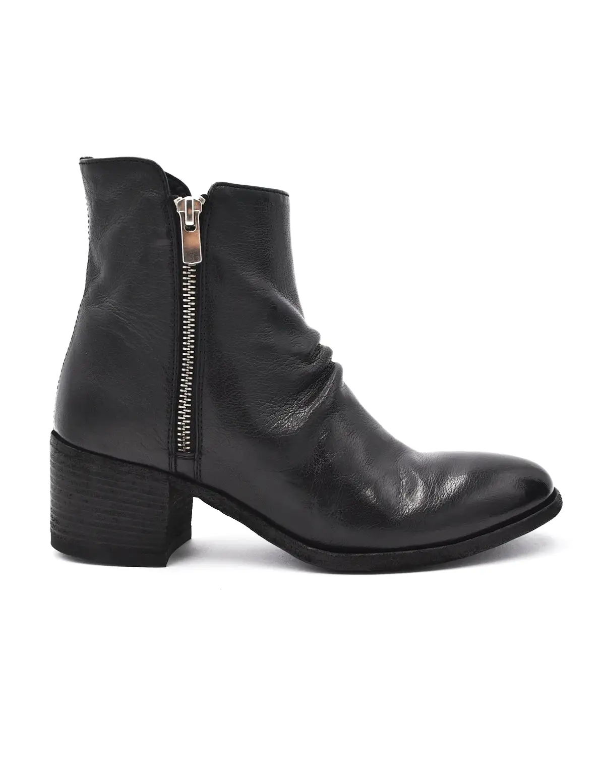 Officine Denner Black Double Zip Mid Heel Boot