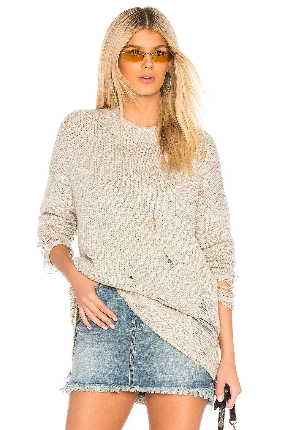 One Teaspoon Laddered Whiskey Distressed Knit Sweater