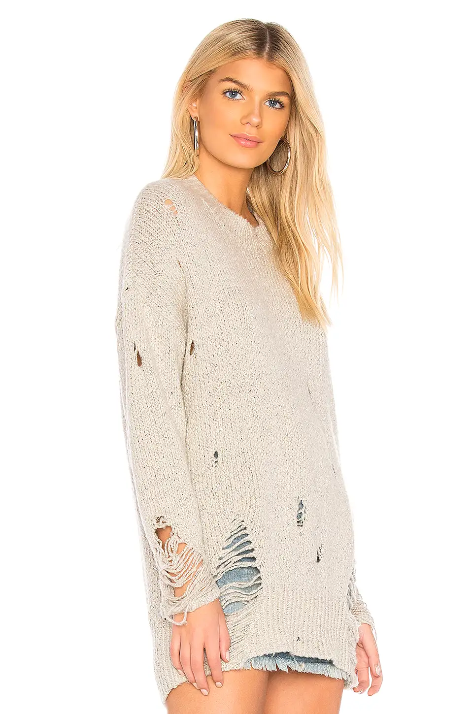 One Teaspoon Laddered Whiskey Distressed Knit Sweater