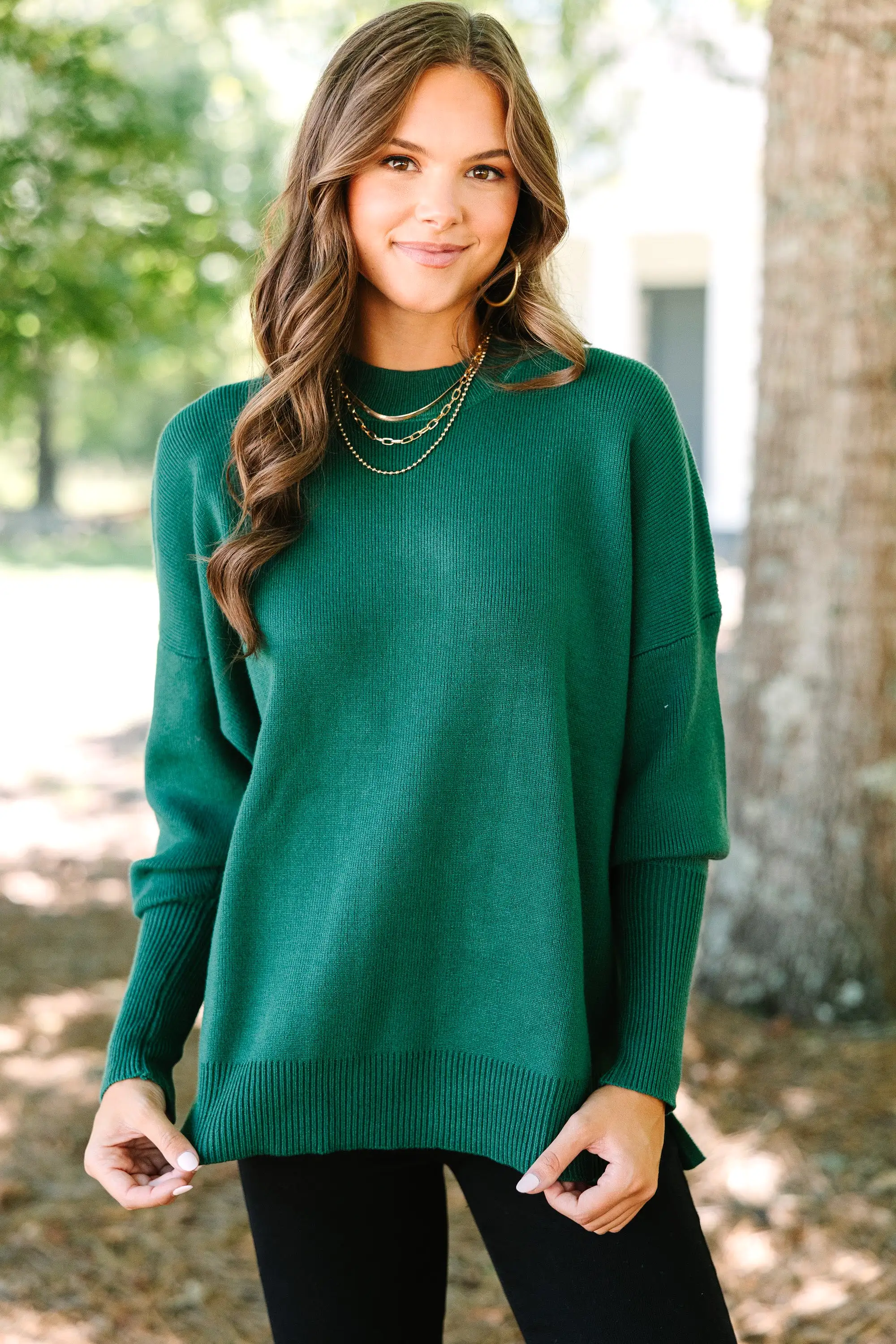 Perfectly You Emerald Green Mock Neck Sweater