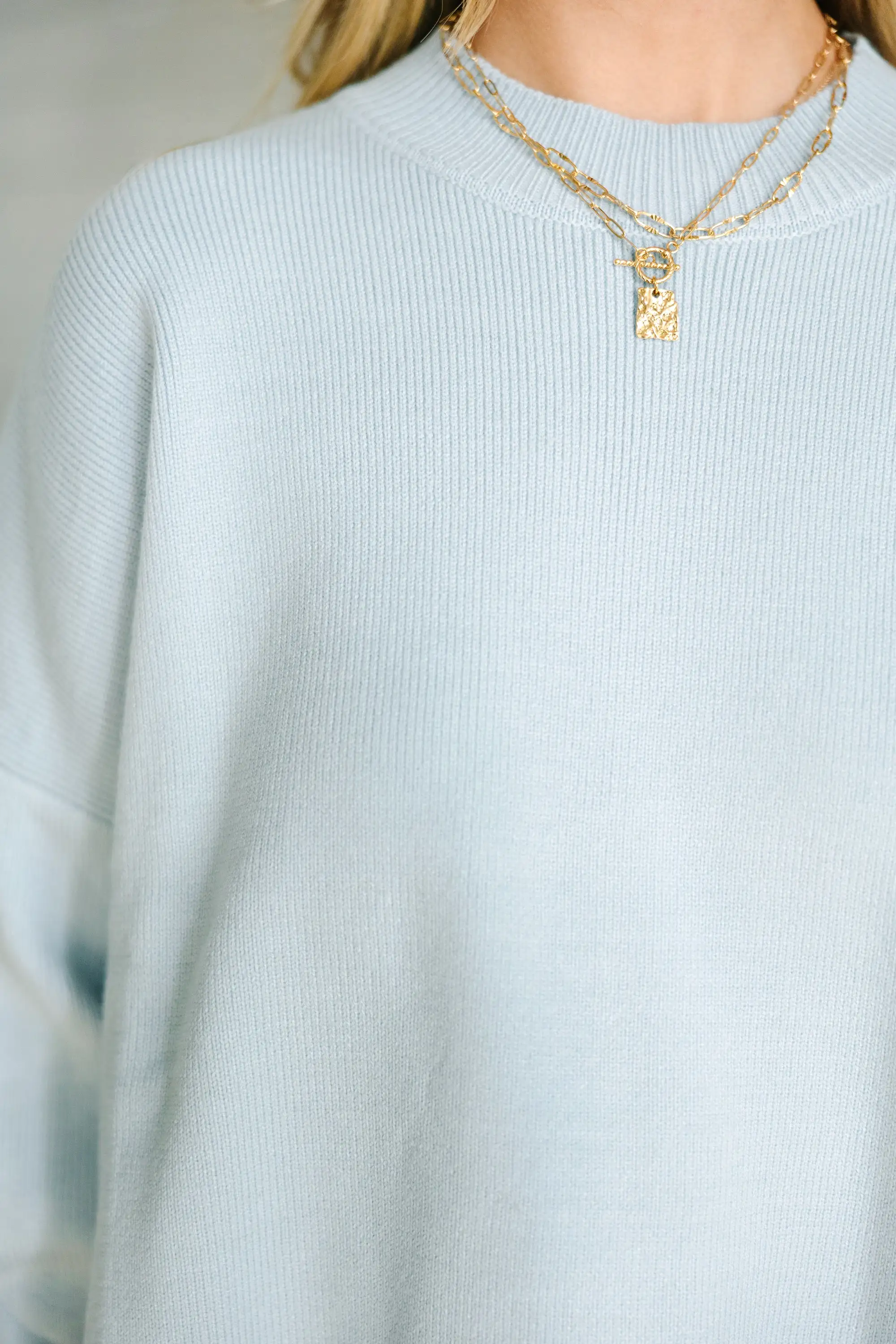 Perfectly You Light Blue Mock Neck Sweater