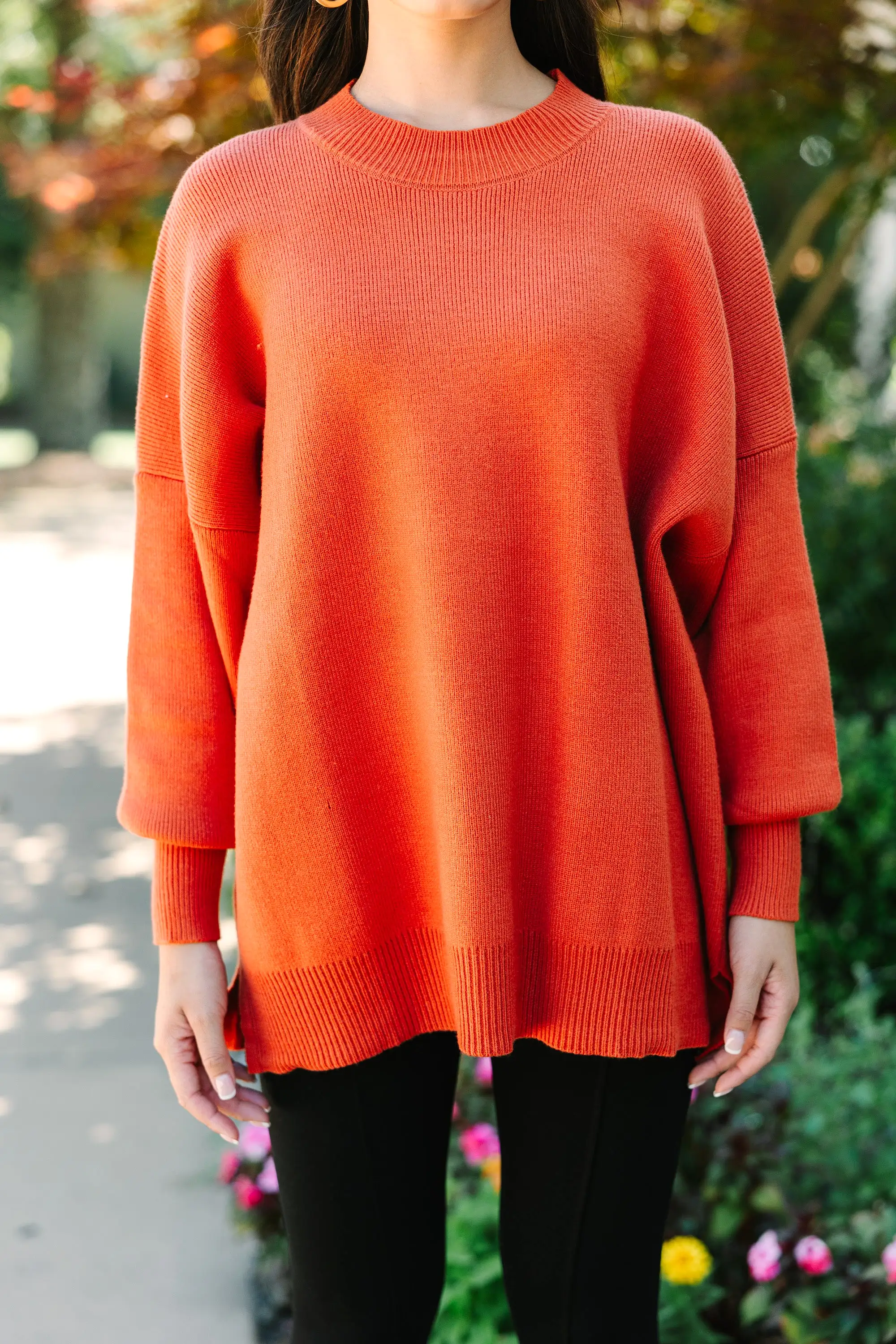 Perfectly You Rust Orange Mock Neck Sweater