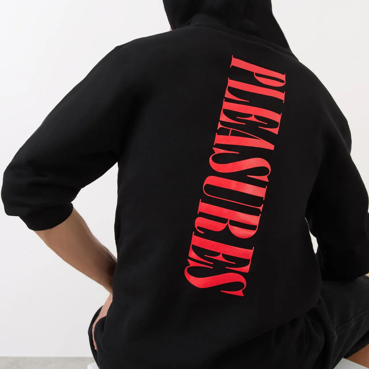 PLEASURES Vertical Logo Hoodie - Black