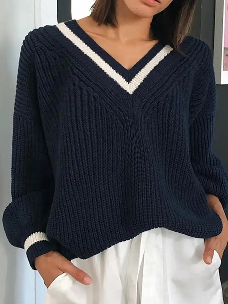 Preppy Vibes V-neck Sweater