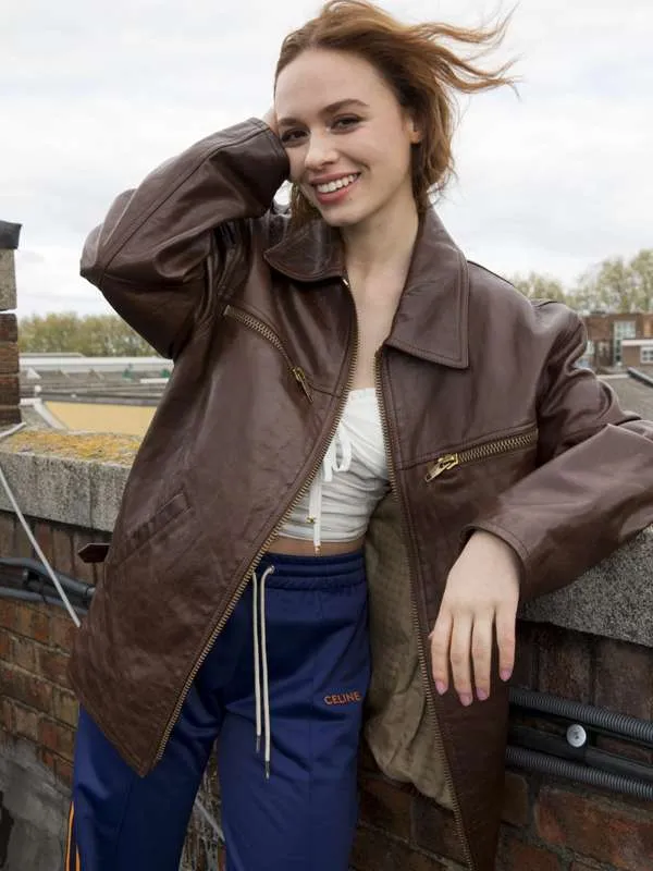 Sadie Soverall Brown Leather Jacket - New American Jackets