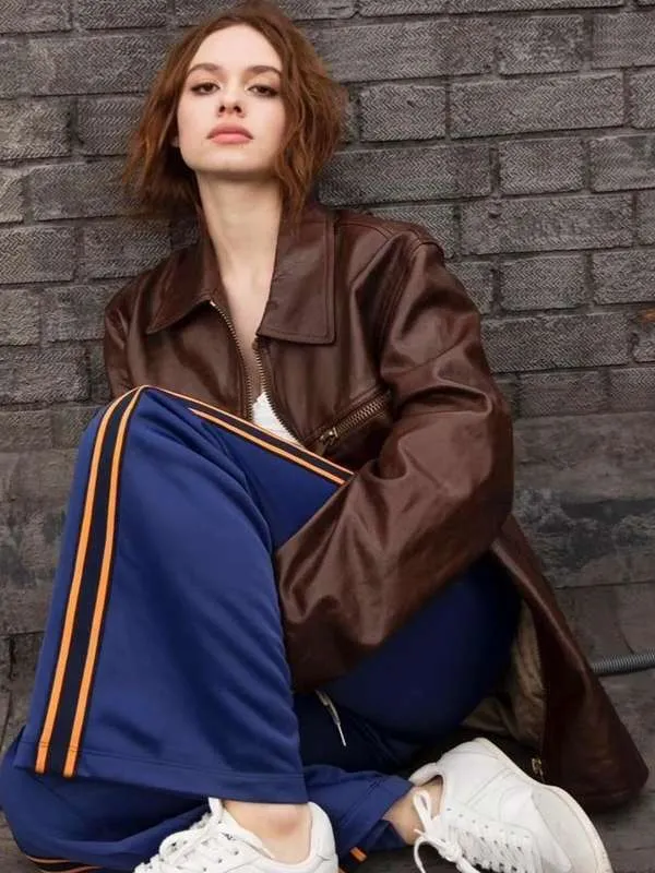 Sadie Soverall Brown Leather Jacket - New American Jackets