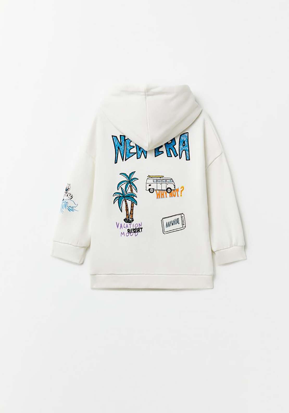 Shark Print Hoodie - White