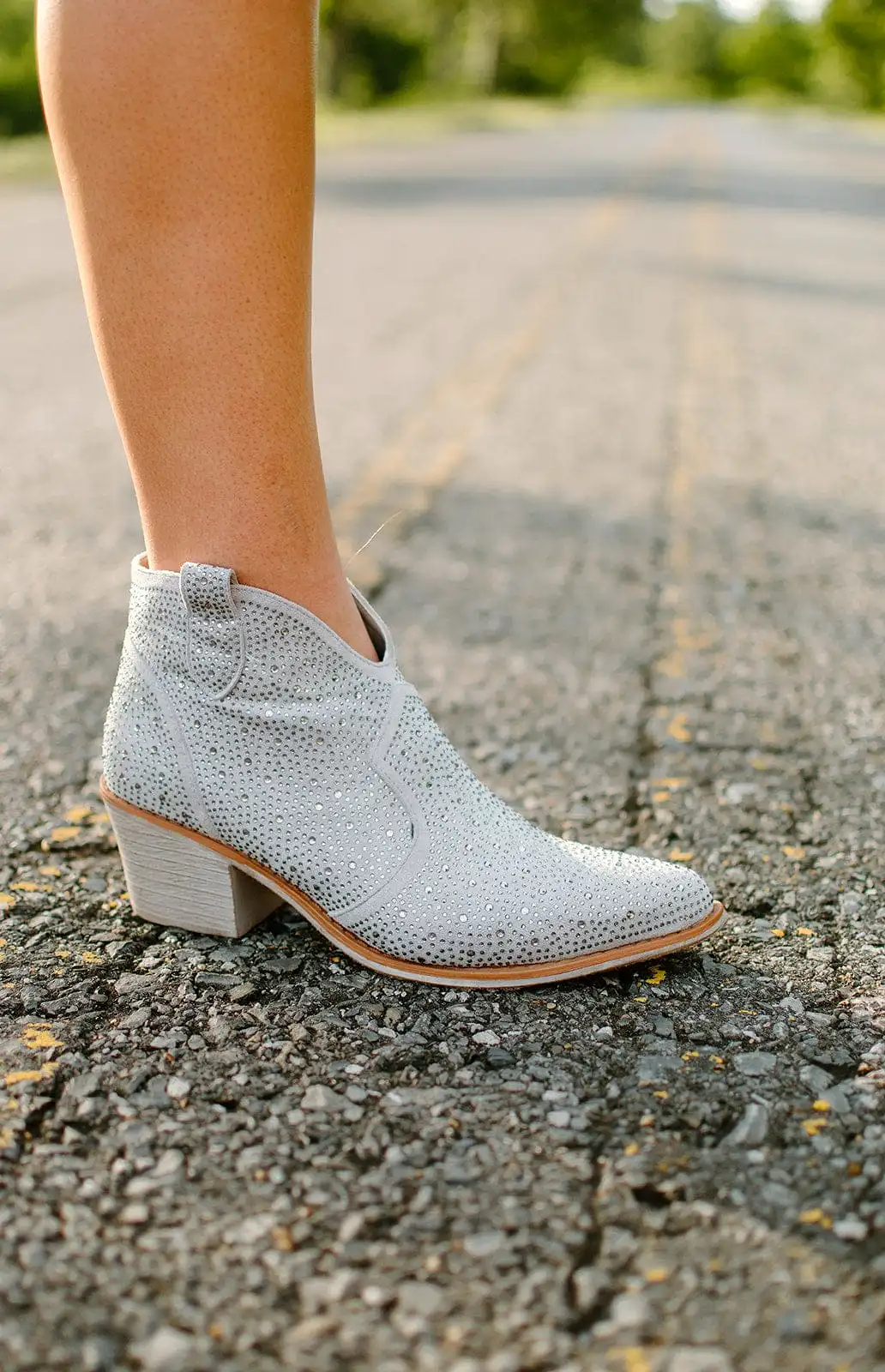 Silver Rhinestone Western Bootie