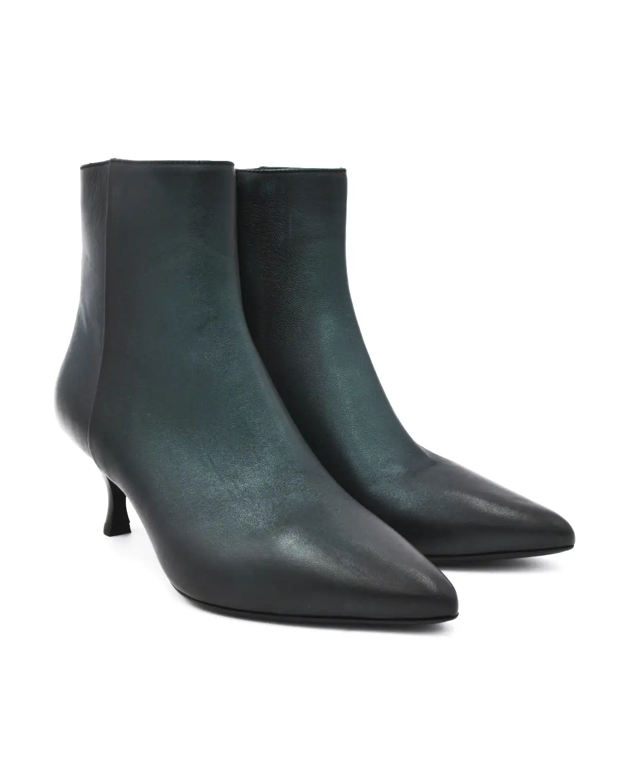 Strategia Metallic Dark Green Kitten Heel Boot