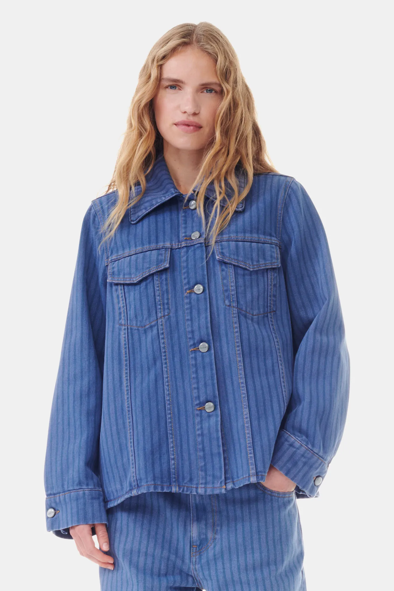 Stripe Overdyed Denim Jacket