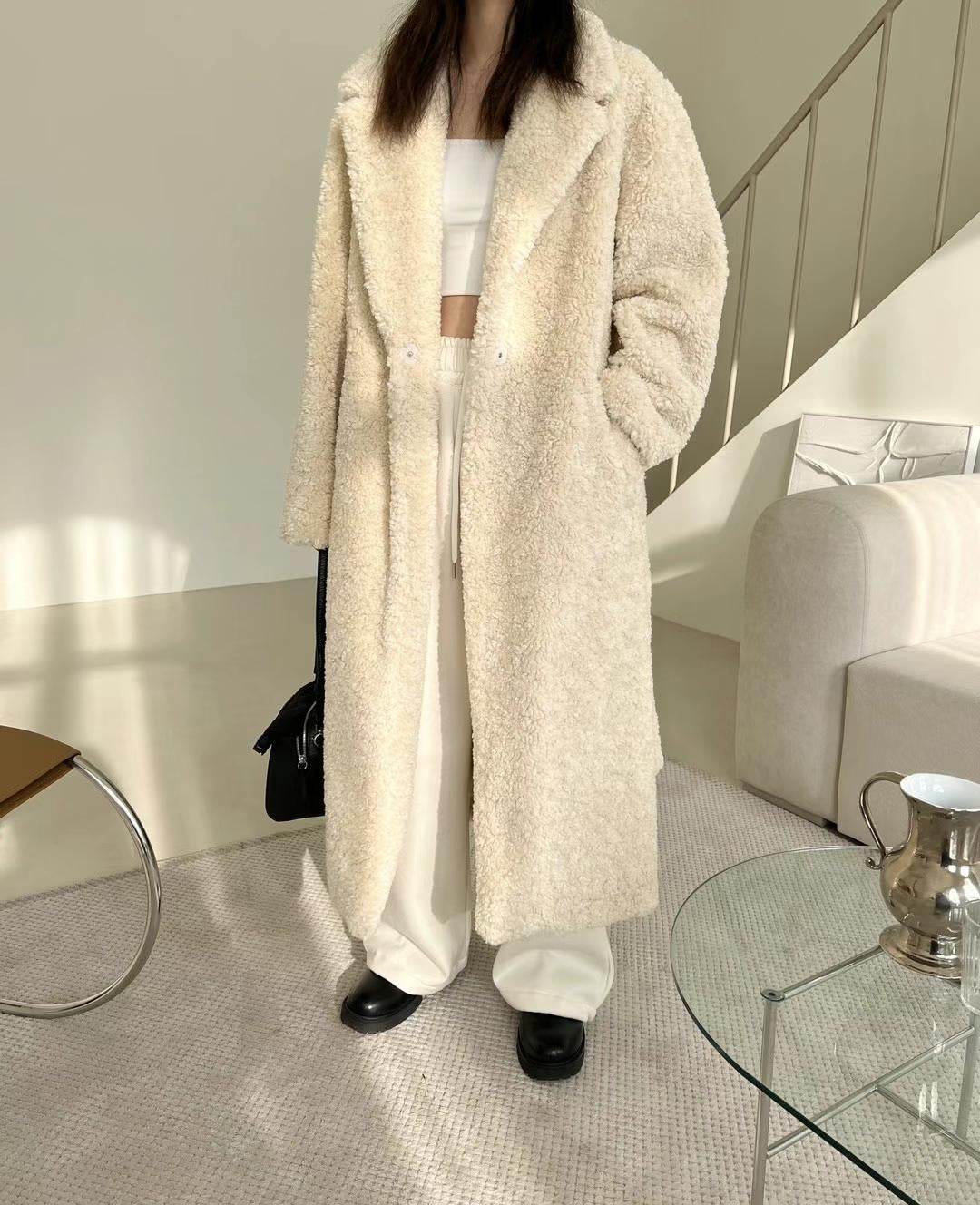 Teddy Belted Coat Cream