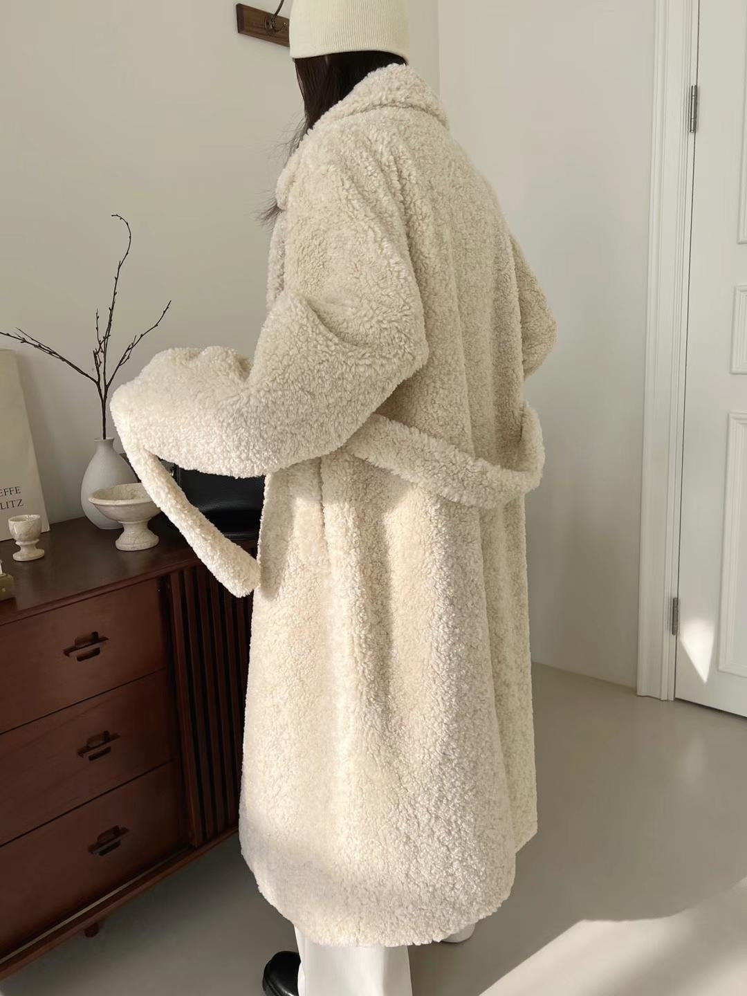 Teddy Belted Coat Cream