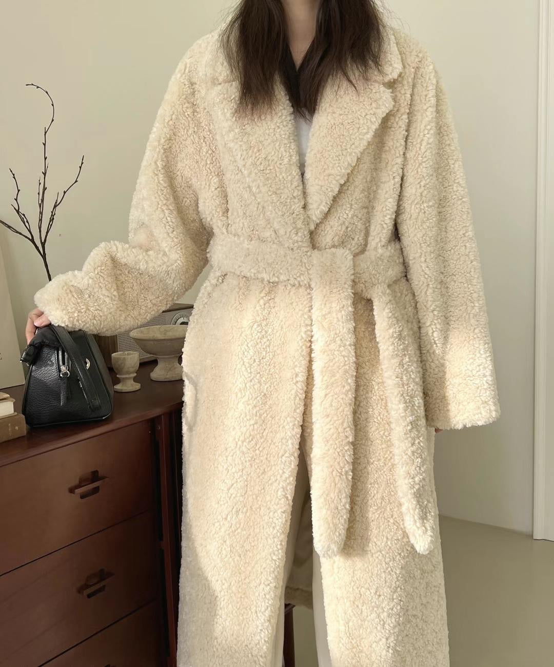 Teddy Belted Coat Cream