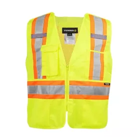 Terra Hi-Vis 5 Point Tear Away Vest with Zipper - Yellow 116585YL