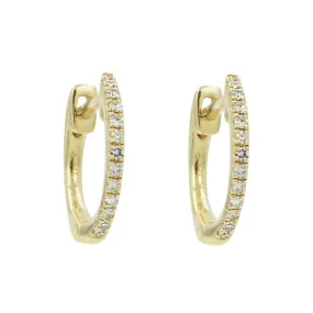 Thin Diamond Huggie Earrings in 14k Gold