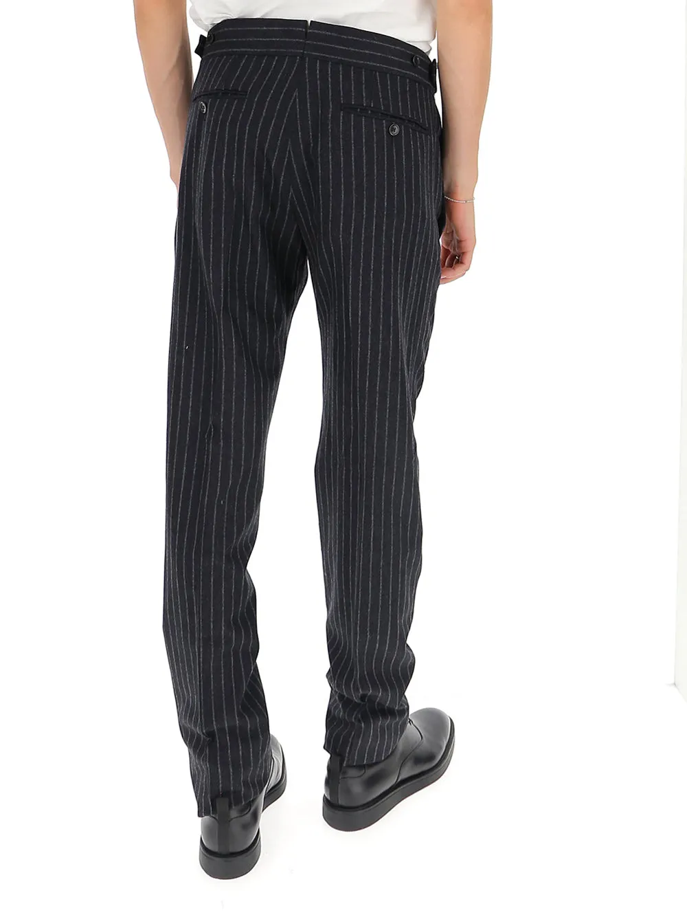 Tom Ford Buckle Detail Pinstriped Pants