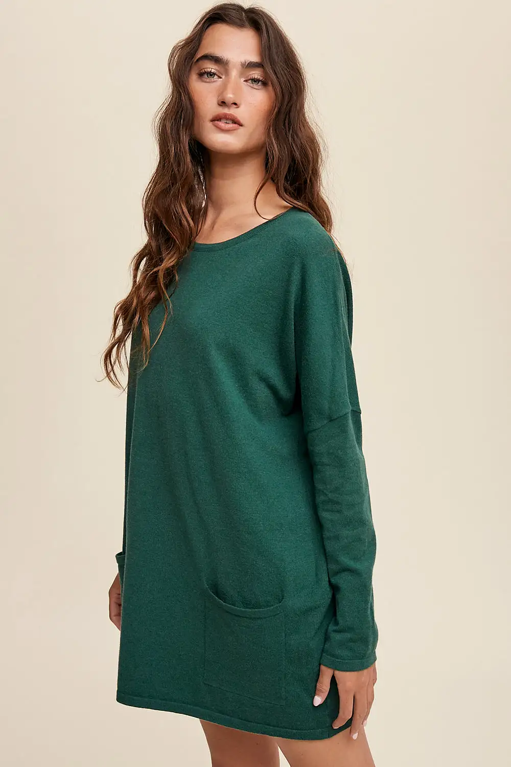 Two Pocket Oversized Light Weight Knit Sweater