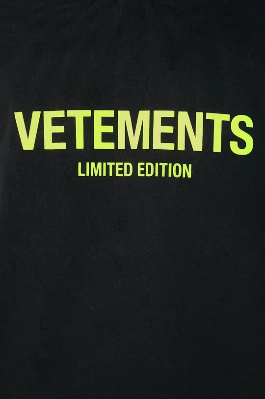 VETEMENTS sweatshirt Limited Edition Logo Hoodie black color hooded with a print UE64HD600X