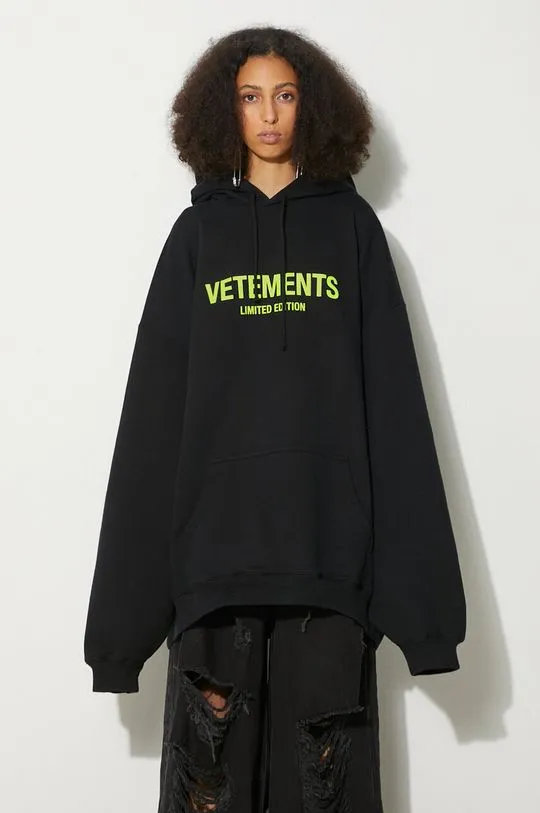 VETEMENTS sweatshirt Limited Edition Logo Hoodie black color hooded with a print UE64HD600X