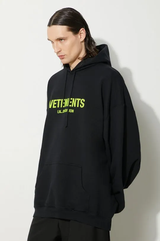 VETEMENTS sweatshirt Limited Edition Logo Hoodie black color hooded with a print UE64HD600X