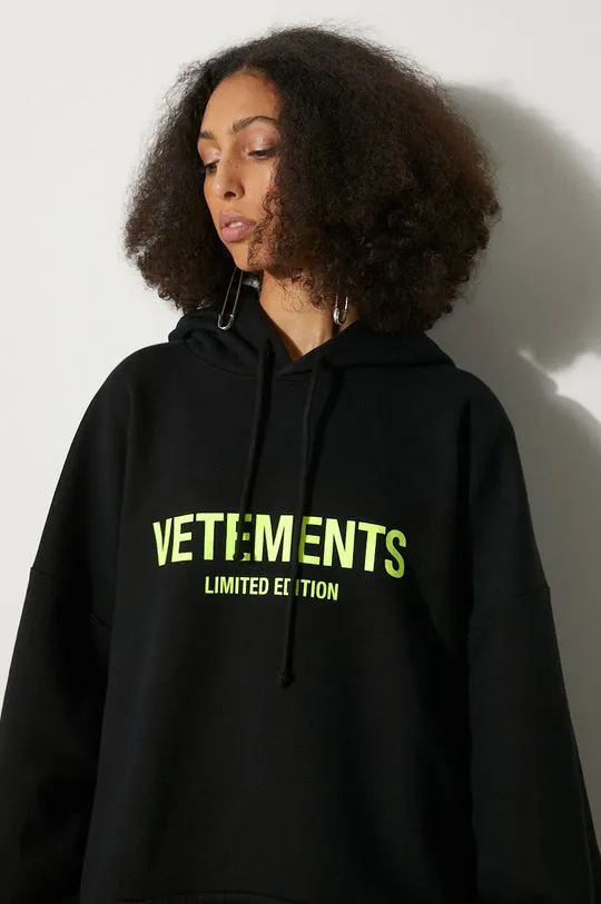 VETEMENTS sweatshirt Limited Edition Logo Hoodie black color hooded with a print UE64HD600X