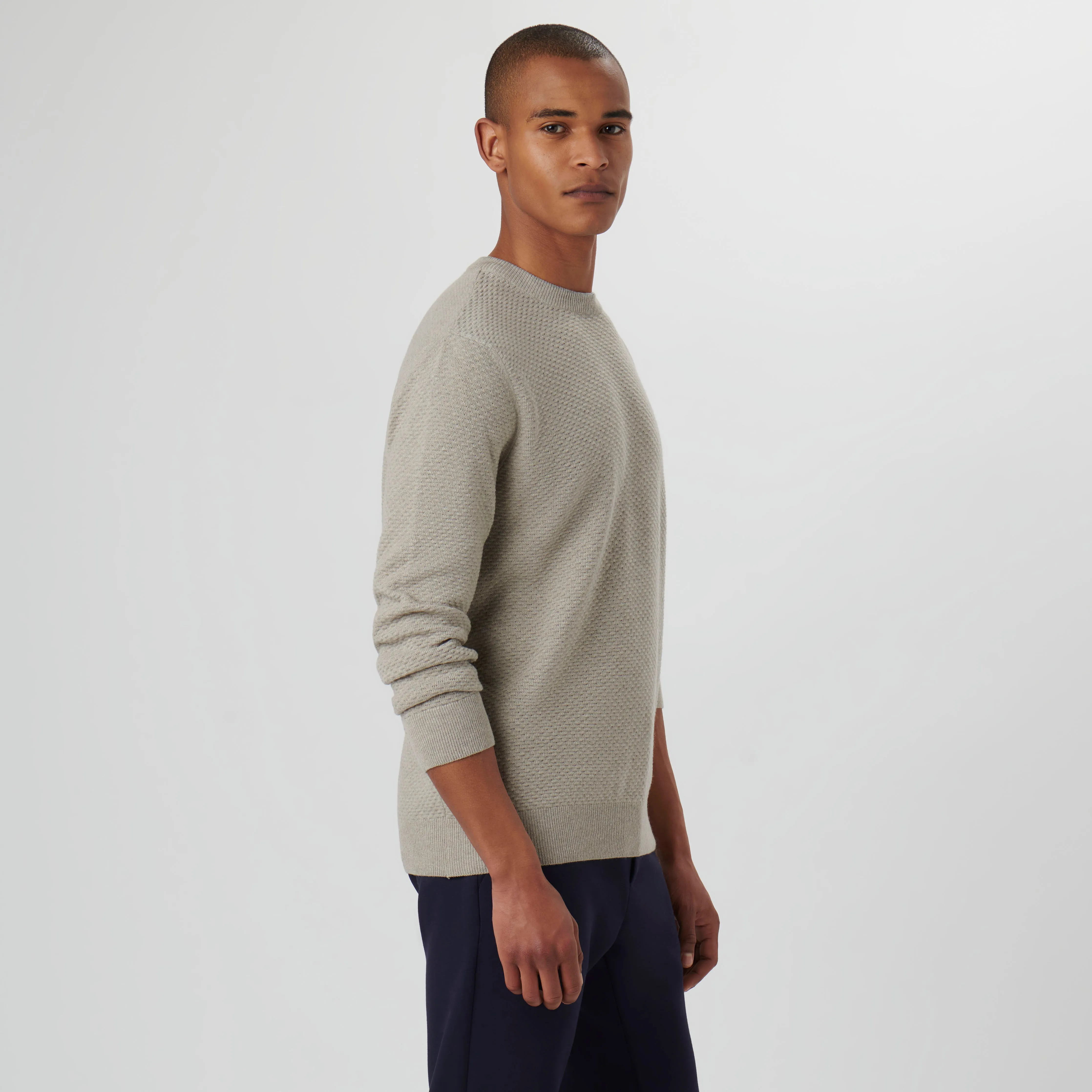 Waffle Stitch Crew Neck Sweater