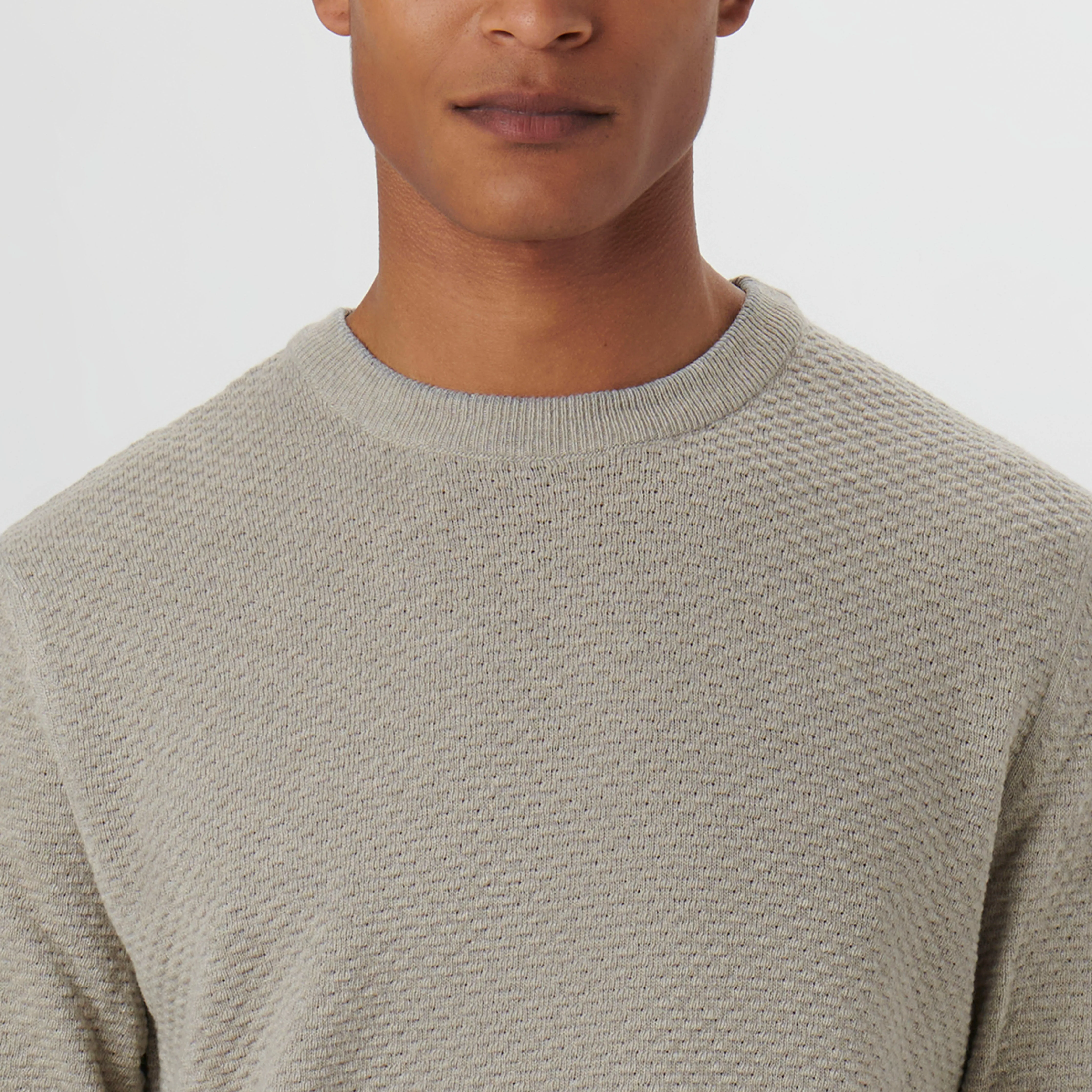 Waffle Stitch Crew Neck Sweater