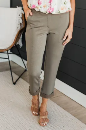 Walking The Walk Knit Pants- Olive