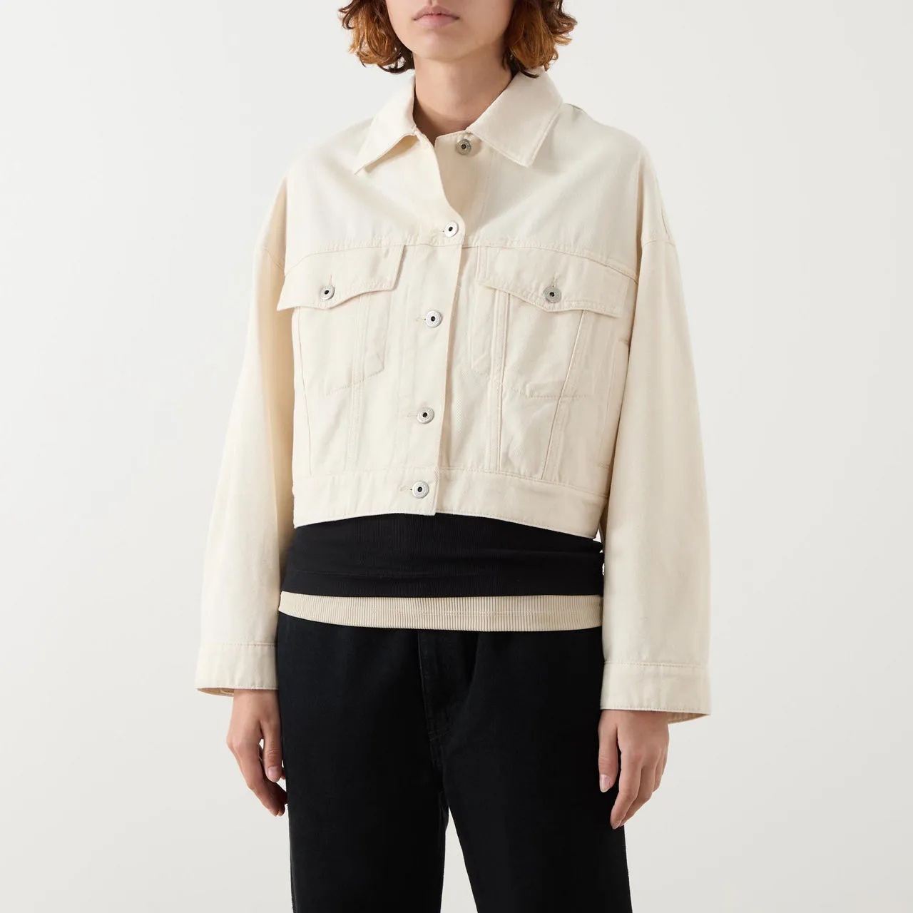 WEEKEND MAX MARA Cropped Denim Jacket - Cream