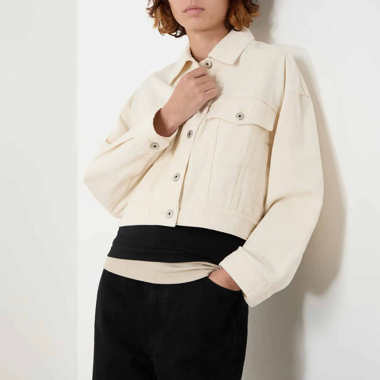 WEEKEND MAX MARA Cropped Denim Jacket - Cream